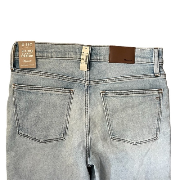 Madewell Tall Mid-Rise Classic Straight Jeans in Wellingford Wash: Knee-Rip Edit - Picture 13 of 14
